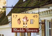 Colonial Williamsburg Subject of Child’s Gluten Allergy ADA Suit Sign outside of Shields Tavern, Colonial Williamsburg