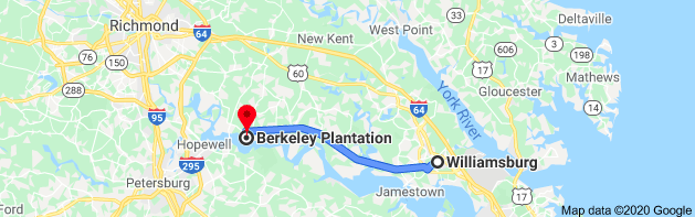 williamsburg virginia to berkeley plantation