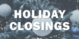 Williamsburg Virginia holiday closings James City County