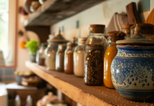Williamsburg Virginia & Colonial Williamsburg Gift Guide Jars and vases on shelf in Colonial Williamsburg store